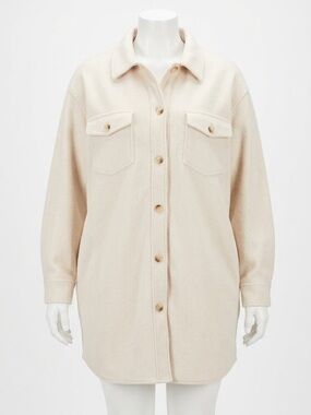 NWOT Joie Cream Oversized Fleece Teddy Shacket Jacket 2X